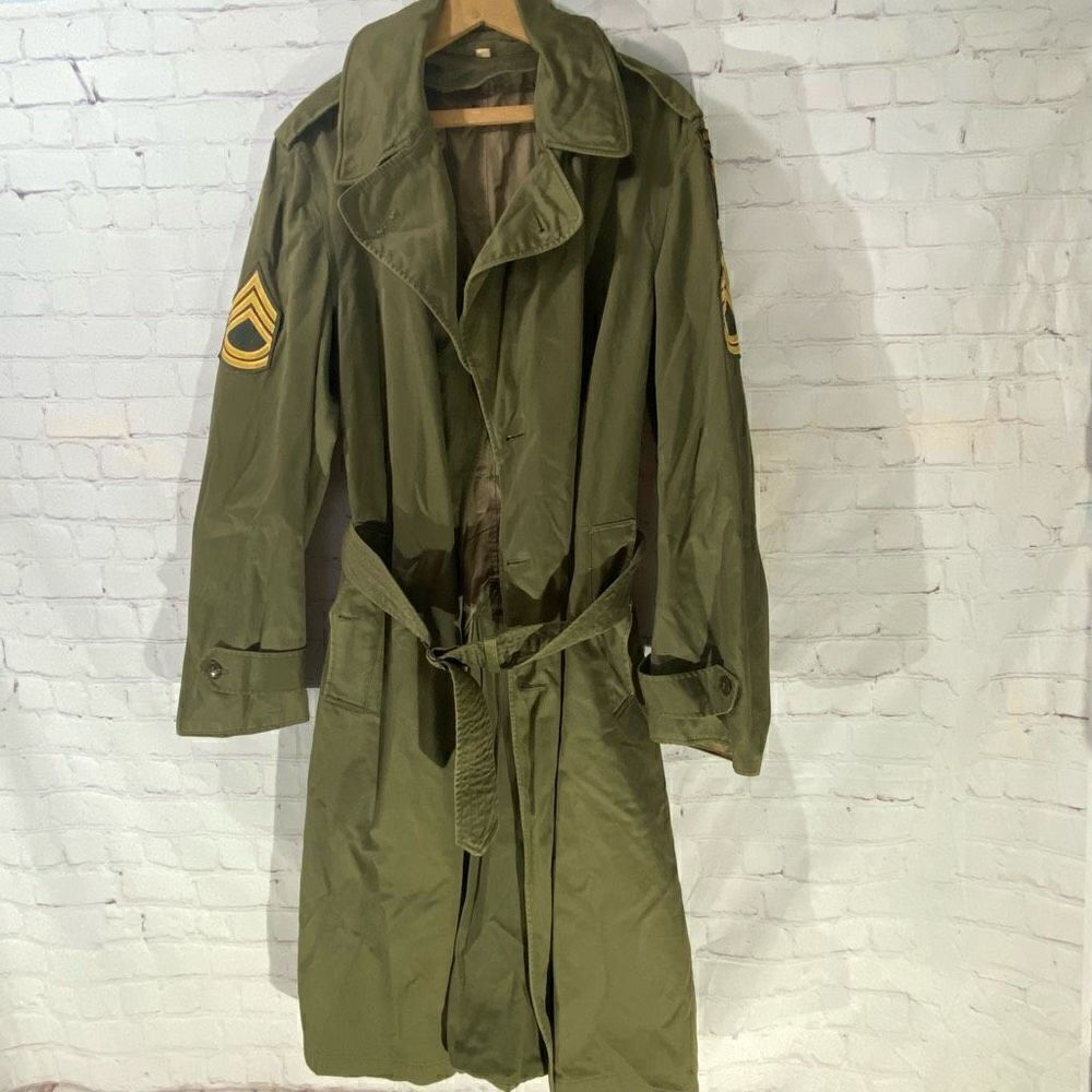 1950s WWII/Korean US Army Field Combat Overcoat Trench Coat MEDIUM